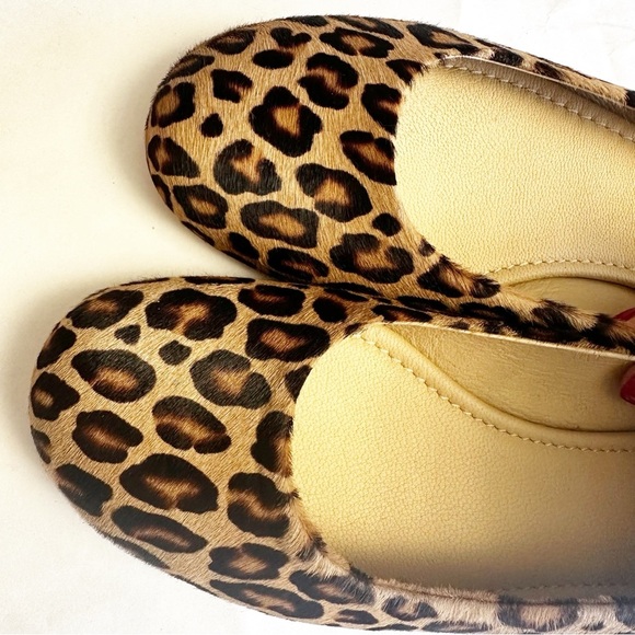 Garnet Hill Women’s Leopard Petra Signature Ballet Flat Leather Handmade Italy - Picture 8 of 11
